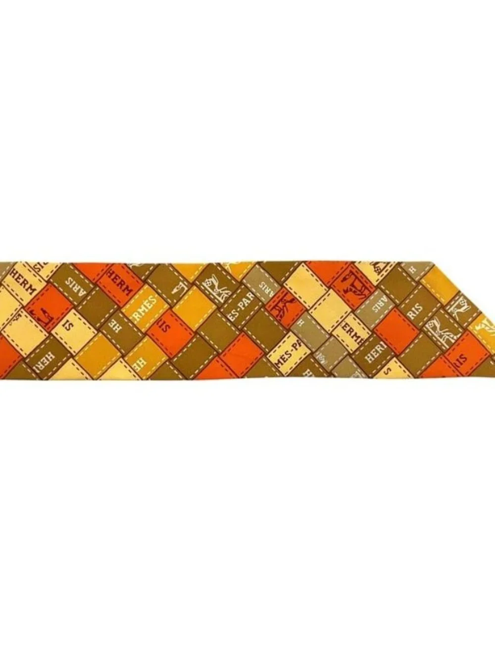 Hermes Ribbon Twilly Orange Cleaned Scarf - Picture 6 of 10